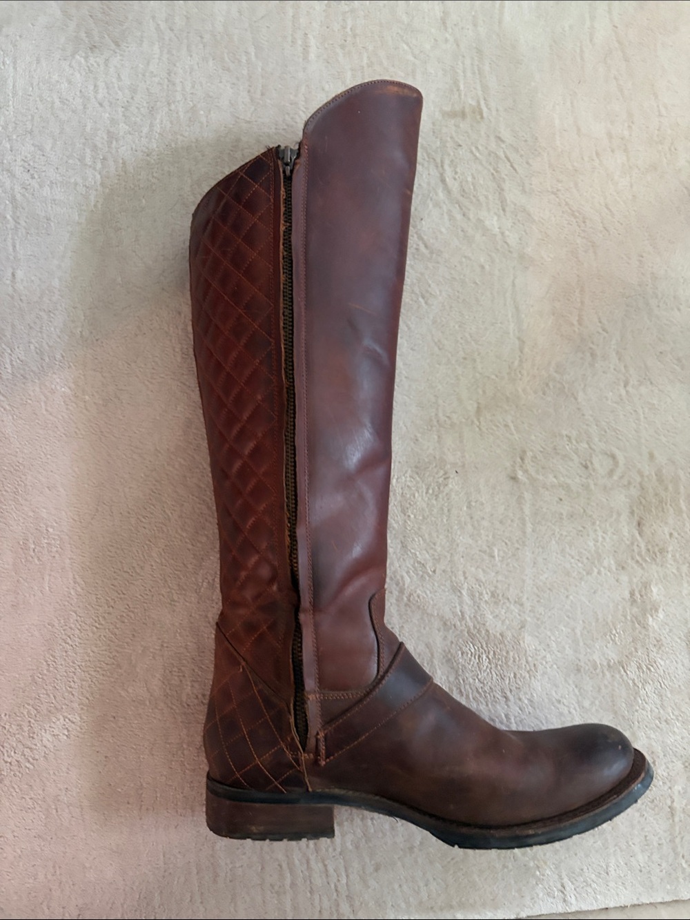 Justin Boots Brown Quilted Over-the-Knee Riding Boots